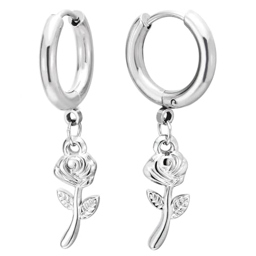 Rosenblüten-Creolen für Damen aus Edelstahl Romantischer Floraler Tropfenschmuck Rosenblüten-Creolen für Damen aus Edelstahl Romantischer Floraler Tropfenschmuck von COOLSTEELANDBEYOND