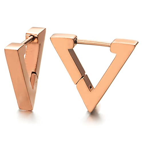 Rotgold Glatte Flach Offenes Dreieck Creolen für Herren Damen, Edelstahl Huggie Ohr Manschette Ohrringe von COOLSTEELANDBEYOND