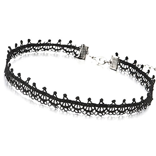 COOLSTEELANDBEYOND Schöne Choker Halsketten Schwarz Spitze Tattoo Halskette für Damen Mädchen von COOLSTEELANDBEYOND