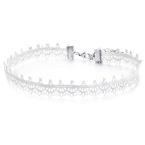 COOLSTEELANDBEYOND Schöne Choker Halsketten Weiß Spitze Tattoo Halskette für Damen von COOLSTEELANDBEYOND