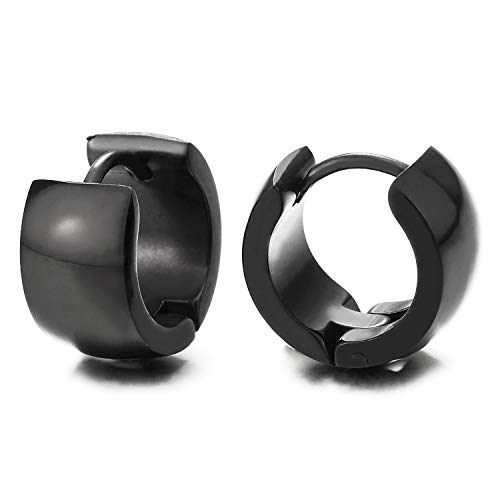 Schwarz Gebogene Oberfläche Creolen Herren Damen, Edelstahl Huggie Ohr Manschette Ohrringe, Klassischer, Poliert Schwarz Gebogene Oberfläche Creolen Herren Damen, Edelstahl Huggie Ohr Manschette Ohrringe, Klassischer, Poliert von COOLSTEELANDBEYOND