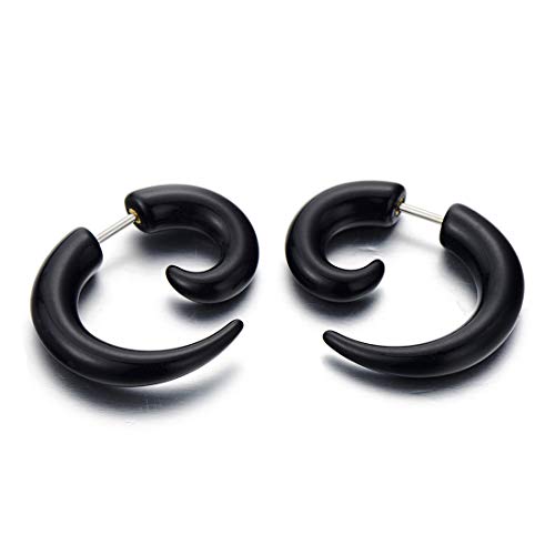 Schwarz Horn Klaue Ohrstecker Herren Damen Gestüt Ohrringe Fakeplugs, Edelstahl, 2 Stück von COOLSTEELANDBEYOND