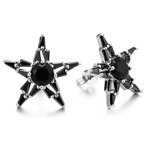 Schwarz Kristall Sternenexplosion Ohrstecker Ohrringe, Stern Ohrstecker Ohrringe, Statement Himmlisch Mode von COOLSTEELANDBEYOND