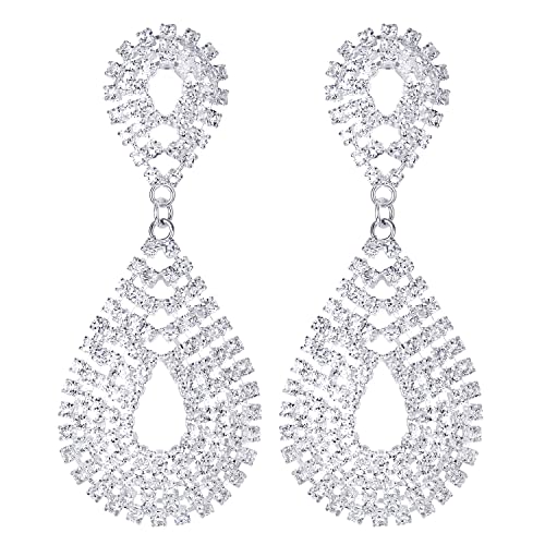 Strass Cluster Träne Form Große Baumelnde Statement Ohrringe Braut Hochzeit Partei BrautJungfer von COOLSTEELANDBEYOND