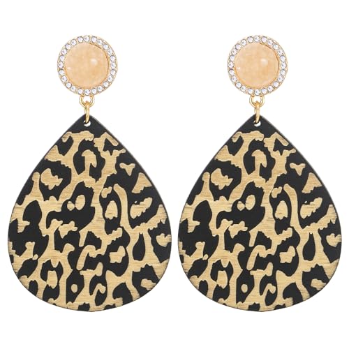 Stylish Große Statement Träne Ohrringe, Leoparddruck Zirkonia Cluster, Partei Abendkleid Bankette von COOLSTEELANDBEYOND