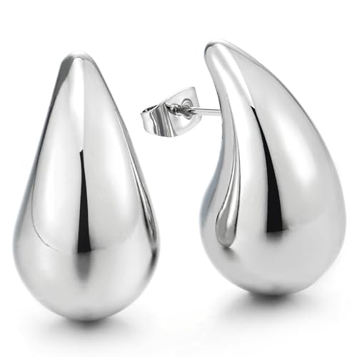 Träne Tropfen Ohrringe mit Edelstahl, Modisch Statement Ohrstecker Ohrringe, Hohl Leicht von COOLSTEELANDBEYOND