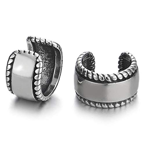 Vintage Ohr Clip-on Creolen für Herren Damen, Edelstahl Ohr Manschette Ohrringe mit Geflochtene Muster, Fake Piercing von COOLSTEELANDBEYOND
