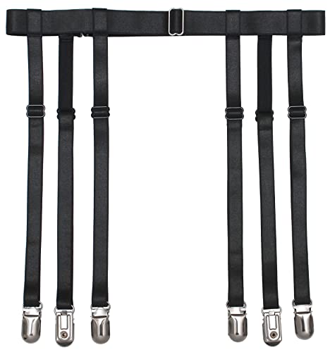 COOLUXU Strumpfbandgürtel für Damen, Oberschenkelhohe Strümpfe, Stiefel, Straps, Übergröße, mit 4/6 Trägern, Ente/Strumpfband-Clips, Schwarz, 6 Enten-Clips, Einheitsgröße von COOLUXU