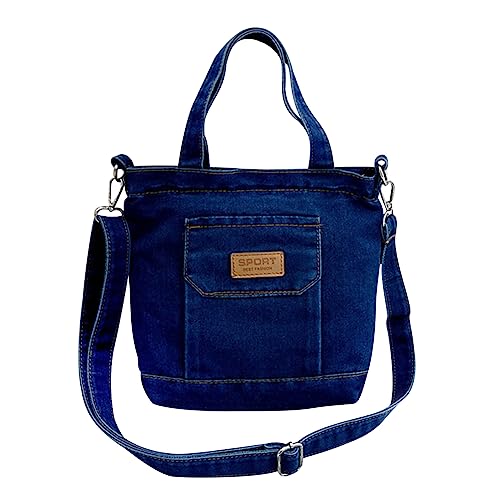 COOMIKKE Damen-Umhängetasche, Denim-Shopper, Schultertasche, großes Fassungsvermögen, verstellbare Träger mit Taschen, Reißverschluss, für Strand, Einkaufen, Schule von COOMIKKE