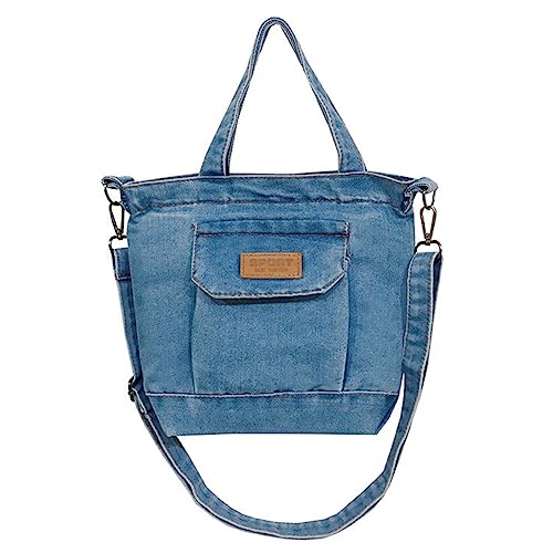 COOMIKKE Lässige Damen-Umhängetasche, Denim, stilvolle Tragetasche, großes Fassungsvermögen, verstellbare Träger mit Taschen, Reißverschluss, tägliche Handtasche und Geldbörse von COOMIKKE