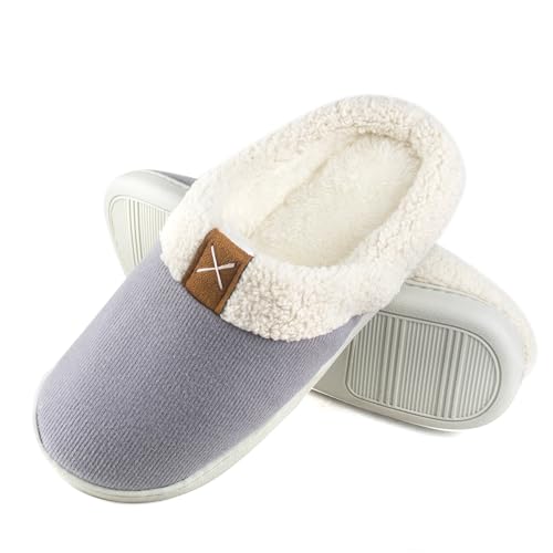 COONE Haus Hausschuhe Memory Foam Hausschuhe für Frauen Männer, Memory Foam Komfort Fuzzy Plüsch Futter Innenschlafzimmer Warme Haus Schuhe von COONE