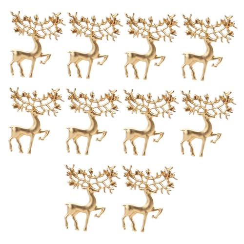 COOPHYA 10 Stück Teiliges Elch Broschen aus Legierung Modische Vintage Kragenknöpfe Mattgoldene Weihnachts-broschen für Damen und Herren Stilvolle Anstecker für Hemd Jacke Party und Alltag von COOPHYA