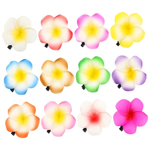 COOPHYA 12 Stück Teiliges Hawaiianische Plumeria Haarclips mit Robustem Clip Farbenfrohe Blumen Haarklammern für Frauen Mädchen für Strandpartys Sommermode und Hawaiianische Outfits von COOPHYA