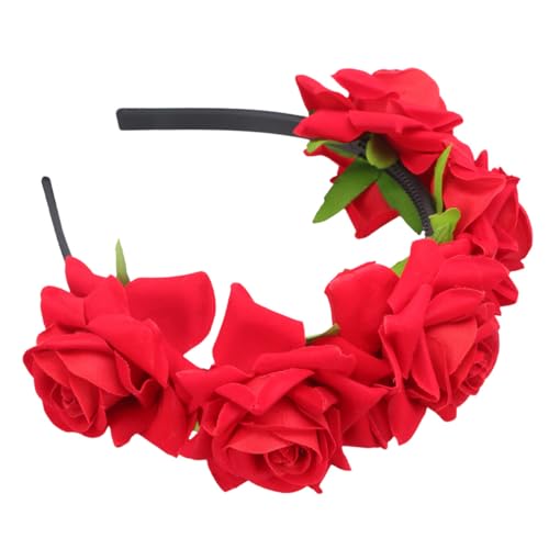 COOPHYA 1stk Rosen-stirnband Hochzeit Blumengirlande Rosen-haarschmuck Blumenstirnband Für Frauen Mexikanischer Blumenkopfschmuck Für Frauen Halloween-stirnband Groß Brautjungfer Foto von COOPHYA