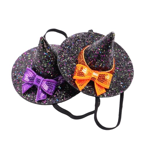 COOPHYA 2St Hexenhut mit elastischem Stirnband halloween haarschmuck kinder halloween haarspangen Halloween-Hexenhut-Haarband Stirnband Hut Erwachsener glitzernde Haarspangen Damenhut von COOPHYA