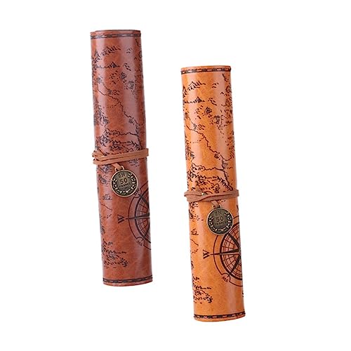 COOPHYA 2stücke Roll-up-stiftetasche Aus Pu-Leder Vintage-Design Kartenhalter Stifte Und Bleistift-Organizer Faltbarer Riemen Für Sichere Lagerung Beuteltasche Für Kleine Gadgets von COOPHYA