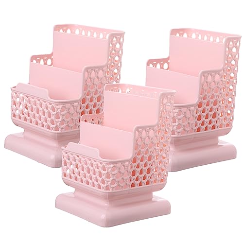 COOPHYA 3st Desktop-aufbewahrungsbox Organizer Für Make-up-pinsel Make-up-organizer Schreibtisch-organizer Tischorganisator Stifthalter Esstisch Multifunktion Rosa Plastik von COOPHYA