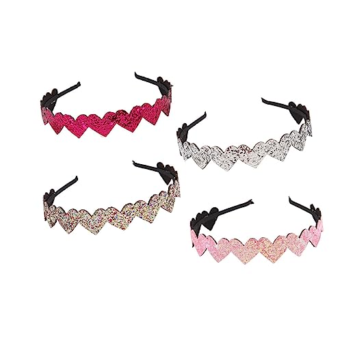 COOPHYA 4 Stück Haarband Haarreifen Für Mädchen Glitzerndes Breites Stirnband Glitzer-herz-mädchen-stirnbänder Valentinstag Stirnband Herzform Glitzer Stirnband Kind Herzförmig Pailletten von COOPHYA