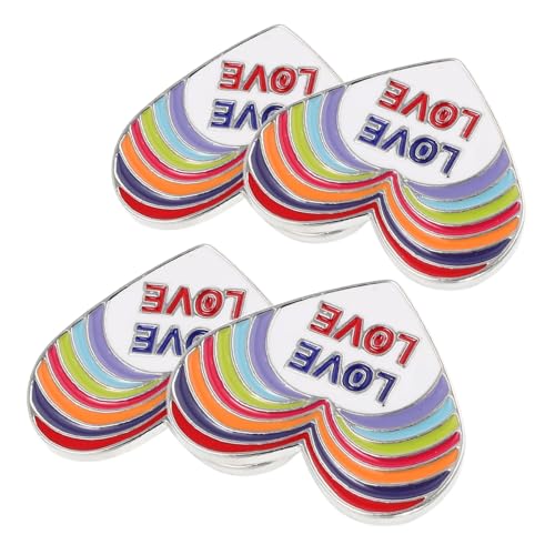 COOPHYA 4 Stück Liebesbrosche Gay Pride Anstecker Regenbogenbrosche Herz Regenbogenbrosche Herzförmige Knopfnadel Schalnadel Lgbt Anstecknadeln Kragen Anstecknadeln Regenbogenbroschen von COOPHYA