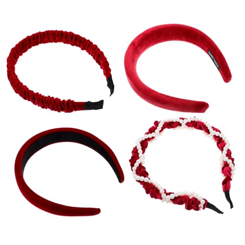 COOPHYA 4 Stück Stirnband Stirnbänder für die Hochzeit breite Stirnbänder Tiara dekorative Stirnbänder breite haarbänder für damen Süss Kopfbedeckung Ausgabekarte Haarschmuck Fräulein von COOPHYA