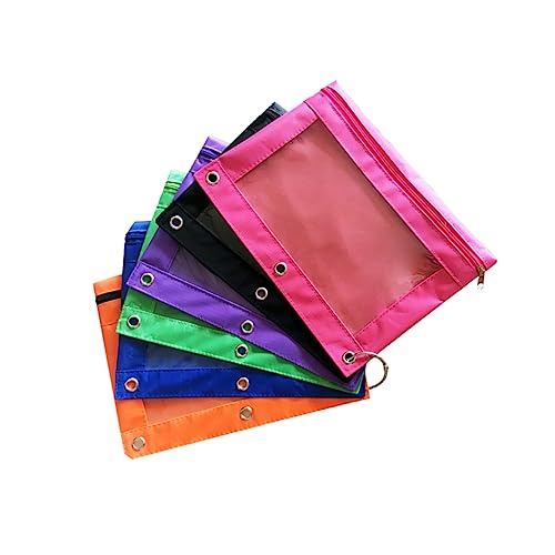 COOPHYA 6 Stück Teiliges Transparenter Oxford Federmäppchen mit Luftlöchern Praktische Schreibwaren Tasche Schwarz Orange Grün Rosa und für Büro und Schule von COOPHYA