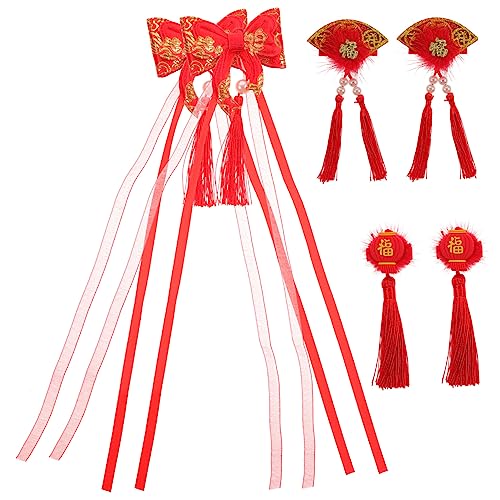 COOPHYA 6St Haarschmuck für das neue Jahr der Kinder Haarklammern für Mädchen Chinesischer Haarschmuck Haarspangen Haarnadel Kostüm-Haar-Accessoires Schleifenkopfschmuck für Mädchen Quaste von COOPHYA