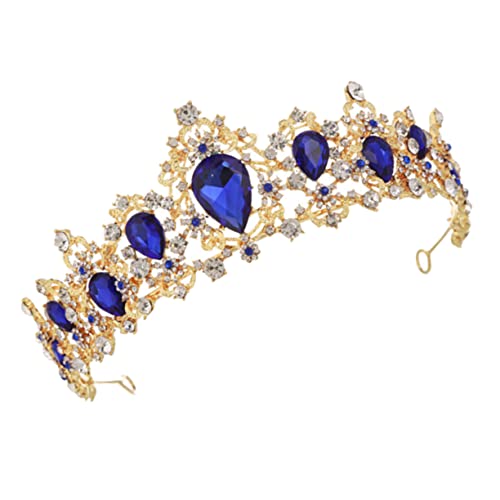 COOPHYA Barock Brautkrone Großes Retro Diadem Haarschmuck für Frauen Blau Gold Hochzeits Accessoire Modisches Schmuckstück für Braut und Fest COOPHYA Barock Brautkrone Großes Retro Diadem Haarschmuck für Frauen Blau Gold Hochzeits Accessoire Modisches Schmuckstück für Braut und Fest von COOPHYA