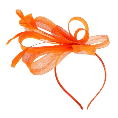 COOPHYA Fascinator Hut für Damen mit Federn Elegantes Stirnband für Tea Party Hochzeiten und Cocktail Events Stilvolles Haarschmuck Accessoire Orange von COOPHYA