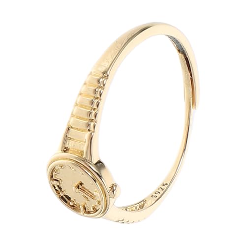 COOPHYA Goldene Ringuhr Damen Mini Uhr Ring Verstellbar Offenes Design Eleganter Uhrschmuck Zeitloser Modeschmuck für Frauen Komfortabler Fingerschmuck mit Funktionaler Uhr von COOPHYA
