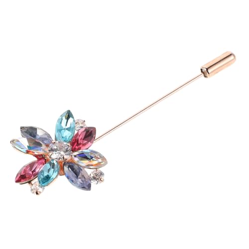 COOPHYA Retro Bunte Blumenbrosche mit Funkelnden Zirkonsteinen Elegante Anstecknadel für Jacken Pullover und Schals Leichter Sicherer Pin für Hochzeiten Partys und Formelle Anlässe von COOPHYA