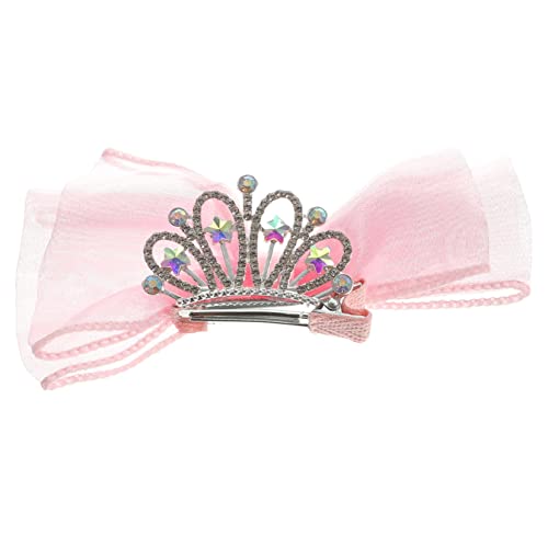 COOPHYA Schleife Haarnadel Haarspangen Für Mädchen Prinzessin Krone Haarspangen Haarnadel Prinzessin Haarspangen Mit Schleife Süße Rosa Geburtstagskrone Strasssteine Knopf Kind Kristall von COOPHYA