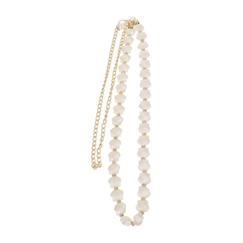 COOPHYA Verstellbare Damen Taillenkette mit Weißen Muschelperlen Eleganter Taillengürtel für Kleider Verstellbarer Schmuckgürtel für Strand Party und Alltag von COOPHYA