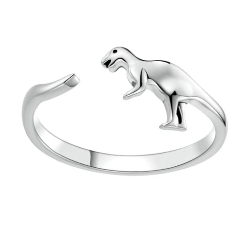COOPHYA Verstellbarer Sterling Silber Dinosaurier Ring Offener Tier ring Unisex Schmuck für Frauen Teenager Jungen Alltag Eleganter Modeschmuck Geschenk von COOPHYA