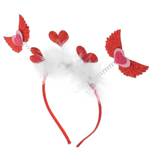 COOPHYA Liebe Stirnband Herz-kopfschmuck Flügel-stirnband Amor-zubehör Für Valentinstag-stirnband Frauen-stirnband Valentinstag-party-kopfschmuck Herz-stirnbänder Pop Damen Stoff Geschenk von COOPHYA