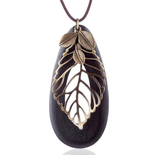 COOSTUFF ANNA Damen-Halskette mit Anhänger, Holz, handgefertigter Schmuck, langes Seil, Pullover-Halskette für Damen, 7cm, Holz, Nicht zutreffend. von COOSTUFF ANNA