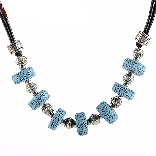 Verstellbare Kordel Choker Lange Halsketten Handgemachte Lavasteine Anhänger Choker Halskette für Frauen Schmuck Wachsschnüre Metall Verstellbare Kordel Choker Lange Halsketten Handgemachte Lavasteine Anhänger Choker Halskette für Frauen Schmuck Wachsschnüre Metall von COOSTUFF ANNA