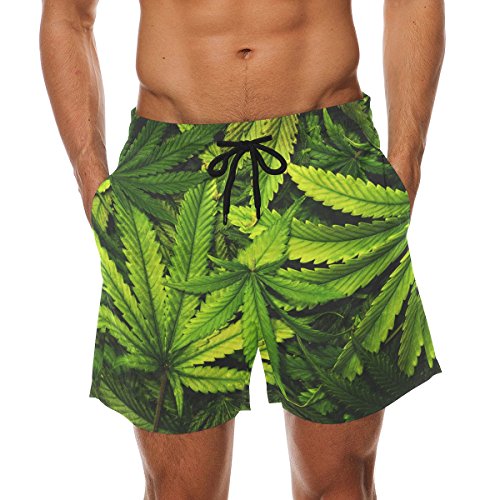 COOSUN Herren Badehose Cannabis Textur Beach Board Shorts schnell trocknend Gr. XL, Mehrfarbig von coosun