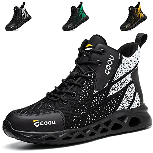 COOU Arbeitsschuhe Herren Damen Sicherheitsstiefel Leicht Sicherheitsschuhe Hoch Sportliche Stahlkappenschuhe Atmungsaktive G606/Weiß39 von COOU