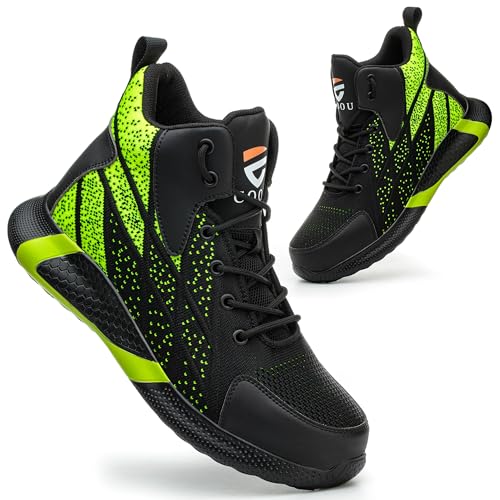 COOU Sicherheitsstiefel Herren Damen Leicht Arbeitsschuhe Hoch Atmungsaktive Sicherheitsschuhe rutschfeste Stahlkappenschuhe Sportlich Grün 43 COOU Sicherheitsstiefel Herren Damen Leicht Arbeitsschuhe Hoch Atmungsaktive Sicherheitsschuhe rutschfeste Stahlkappenschuhe Sportlich Grün 43 von COOU