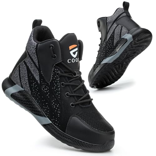 COOU Sicherheitsstiefel Herren Damen Leicht Arbeitsschuhe Hoch Atmungsaktive Sicherheitsschuhe rutschfeste Stahlkappenschuhe Sportlich Schwarz 44 COOU Sicherheitsstiefel Herren Damen Leicht Arbeitsschuhe Hoch Atmungsaktive Sicherheitsschuhe rutschfeste Stahlkappenschuhe Sportlich Schwarz 44 von COOU