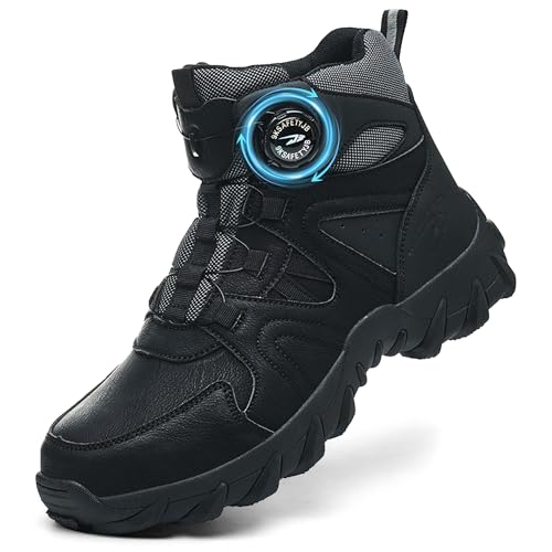 COOU Sicherheitsstiefel Herren Damen Rutschfest Arbeitsschuhe Hoch Sicherheitsschuhe Leicht Stahlkappenschuhe Bequeme C13/Schwarz37 von COOU