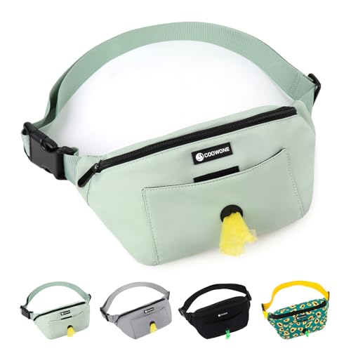 Hundetasche, Leckerli-Tasche mit Kotbeutelhalter, verstellbare Hüfttasche, Bauchtasche für Damen, Herren, einfach für Welpentraining, Geschenk für Hundeliebhaber, Grün (Nylon), 12.2 x 12.2 x 5.71 von COOWONE