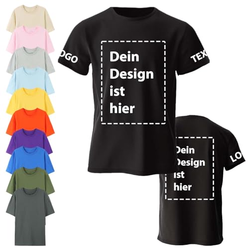 COOZEBRA Tshirt Bedrucken Lassen - Personalisiertes T-Shirt selbst gestalten mit Vorder- und Rückendruck, 100% Baumwolle Custom Tshirt für Männer und Frauen von COOZEBRA