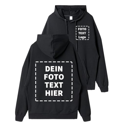 COOZEBRA Pullover selbst gestalten, Kapuzenshirt Bedrucken für Männer Frauen Erwachsene, personalisierte Pullover mit Text, Foto oder Bild von COOZEBRA