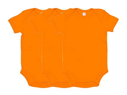 COOZO Baby 3er-Pack Schmucklos Kurzarm Bodysuits Strampler - 3 x Organisch Orange - 0-3 Monate von COOZO