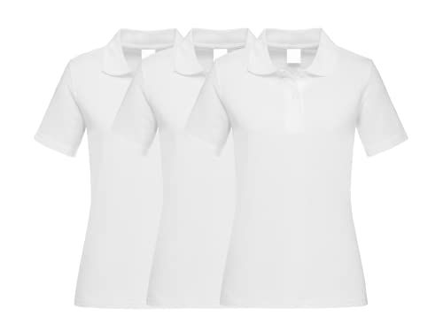 COOZO Damen 3er-Pack Kurzarm Klassische Baumwolle Polo Hemd - Weiss - S von COOZO