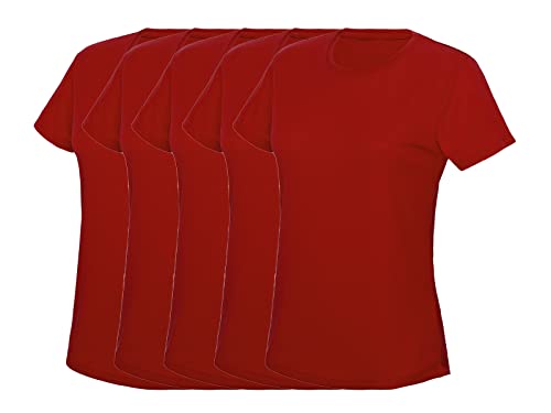 COOZO Damen 5er-Pack Abkühlen T-Shirts - 5 x Feuerrot - M von COOZO
