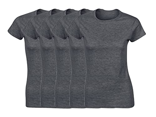 COOZO Damen 5er-Pack Kurzarm T-Shirts - 5 × Dunkles Heidegrau - 2XL von COOZO