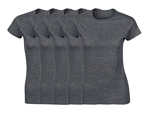 COOZO Damen 5er-Pack Kurzarm T-Shirts - 5 × Dunkles Heidegrau - XL COOZO Damen 5er-Pack Kurzarm T-Shirts - 5 × Dunkles Heidegrau - XL von COOZO