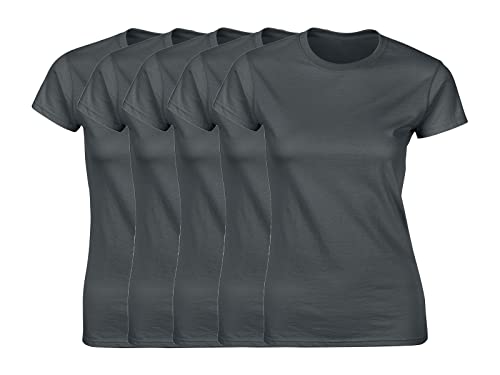 COOZO Damen 5er-Pack Kurzarm T-Shirts - 5 × Holzkohle - S von COOZO